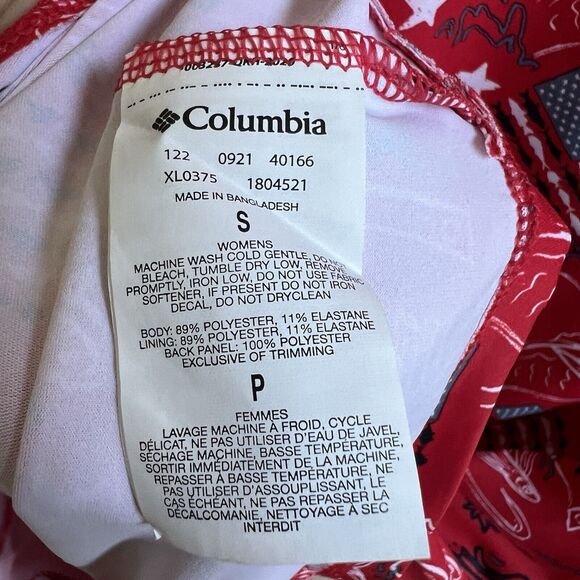 Columbia PFG Midway Bay Red Spark Americana Omni Wick Freeze Dress Fishing Sz S - Picture 6 of 7